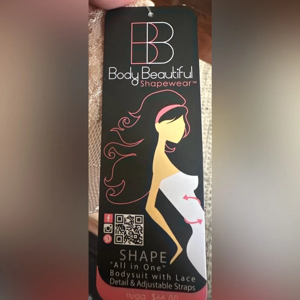NWT‎ Body Beautiful Shapewear Body Suit With Lace Womens Medium